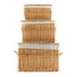 Wicker Lidded Baskets, Light Brown 3 Pack