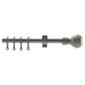 16-19Mm Extendable Metal Curtain Pole Ball Finial, Silver Effect 180-330Cm