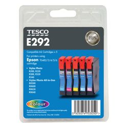 Tesco E292 Colour Printer Ink Cartridge Multipack (Compatible with printers using Epson T0482/T0483/T0484/T0485/T0486 Cartridges/T0487 multipack)