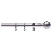16-19Mm Extendable Metal Curtain Pole Ball Finial, Silver Effect 120-210Cm