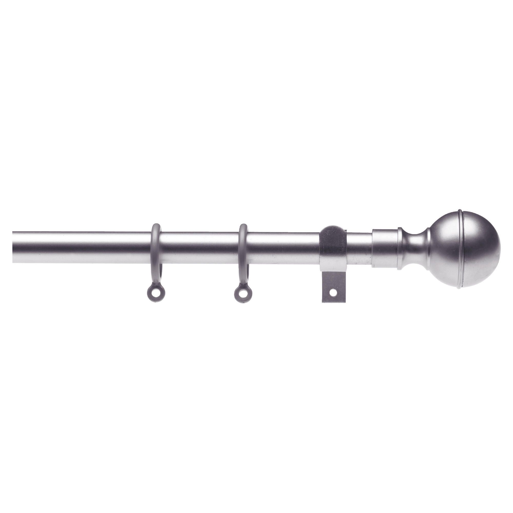 16-19mm Extendable Metal Curtains Pole Ball Finial, Silver Effect 120-210cm