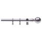 16-19Mm Extendable Metal Curtain Pole Ball Finial, Silver Effect 120-210Cm