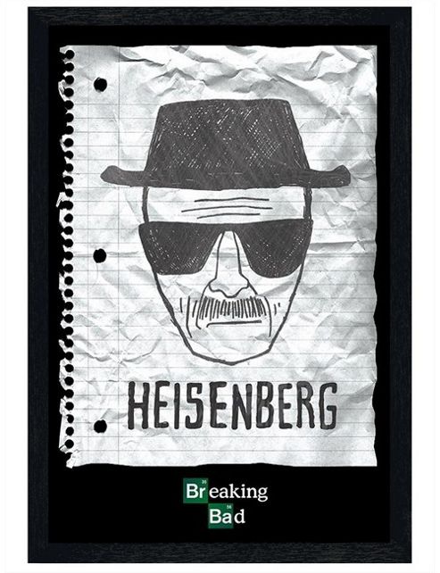 Image of Black Wooden Framed Breaking Bad Heisenberg Wanted Poster