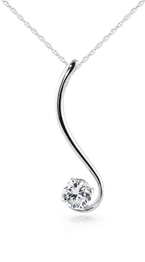 ... 15mm Necklace with 0.50ct SI-2 Diamond Pendant in 14K White Gold
