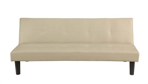 Image of Homegear Faux Leather 2 Seater Folding Sofa Bed Perfect For Guest Cream