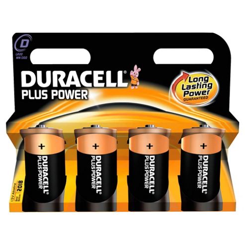Image of Duracell Plus 4 Pack D Batteries