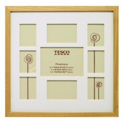 Tesco Block Frame Light Wood 9 Aperture