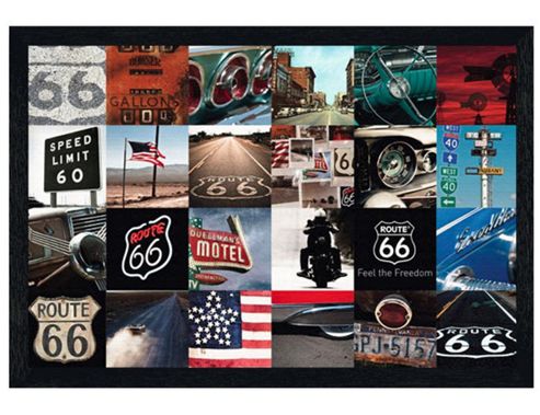 Image of Black Wooden Framed Route 66 Collage Poster