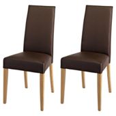 Lucca Pair Of Chairs Oak Legs & Brown Leather