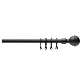 16-19Mm Extendable Metal Curtain Pole Ball Finial, Black 180-330Cm