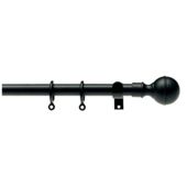 16-19Mm Extendable Metal Curtain Pole Ball Finial, Black 120-210Cm