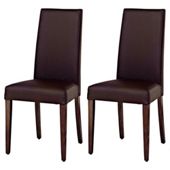 Lucca Pair Of Chairs Walnut Legs & Brown Leather