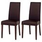 Lucca Pair Of Chairs Walnut Legs & Brown Leather