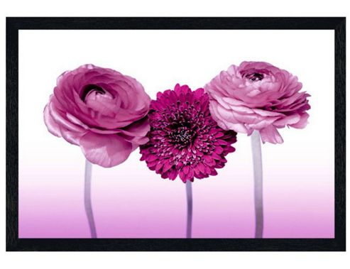 Image of Black Wooden Framed Pink Flower Trinity Poster