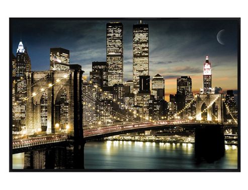 Image of Manhattan, New York City Gloss Black Framed Twinkling Lights Poster