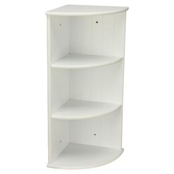 Southwold White Wood Tongue & Groove Style 3 Tier Wall Mounted Corner Shelf Unit