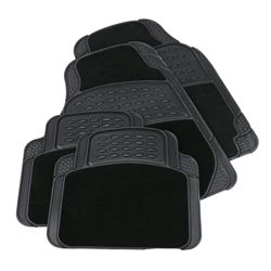Tesco Car Mats 4 Set Rubber-Carpet Black