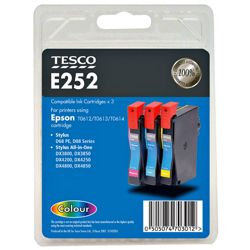 Tesco E252 Colour Printer Ink Cartridge Multipack (Compatible with printers using Epson T0612/T0613/T0614 Cartridges/ T0615 multipack)