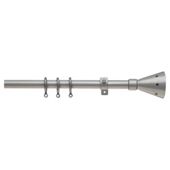 16-19mm Extendable Metal Curtains Pole Trumpet Finial, Silver Effect 120-210cm