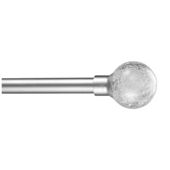 16-19mm Extendable Metal Curtains Pole Crackle Glass Finial, Silver Effect 120-210cm