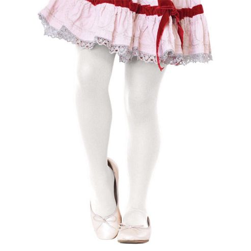 Image of Childrens Tights - White Age 7-10