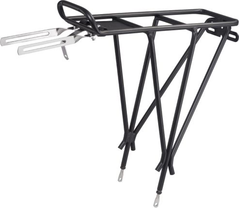 Image of Acor 24-26inch Alloy Rear Pannier Rack. Black, With Spring Clamp & Reflector Bracket