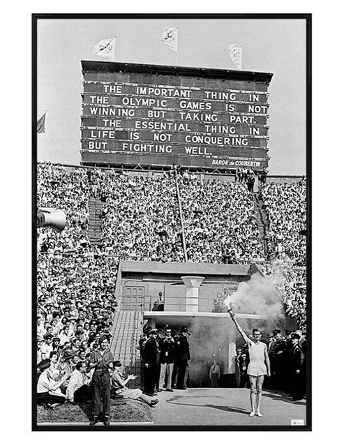 Image of London 1948 Olympic Games Gloss Black Framed The Opening Ceremony Poster
