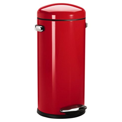 Image of Simplehuman 30 Litre Retro Round Pedal Bin, Red