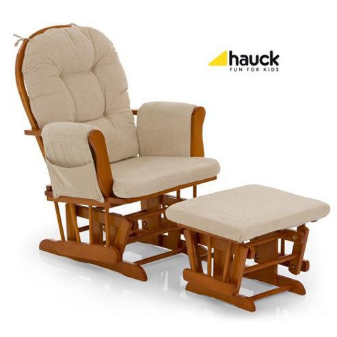 Image of Hauck Glider Nursing Chair And Stool - Natural/beige