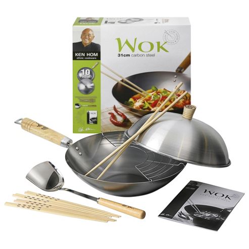 Image of Ken Hom 31cm Traditional Carbon Steel 10 Piece Wok Set