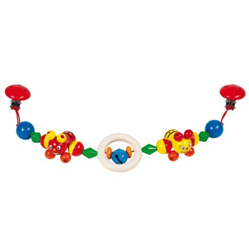 Image of Heimess 767470 Wooden Pram String Clip On (bees And Bell)