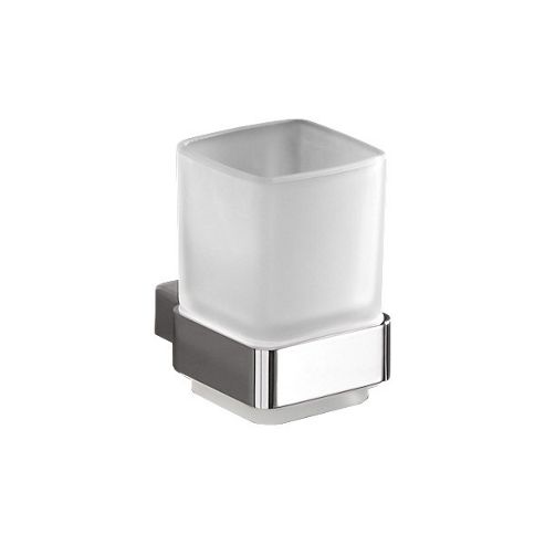 Image of Gedy Lounge Frosted Glass Tumbler Holder In Chrome
