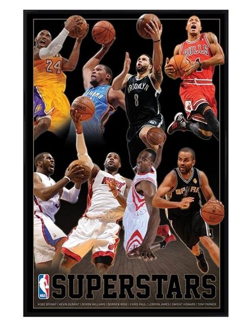 Image of Gloss Black Framed Nba Superstars Poster