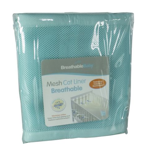 Image of Breathablebaby 4 Sided Mesh Cot Liner - Aqua Mist