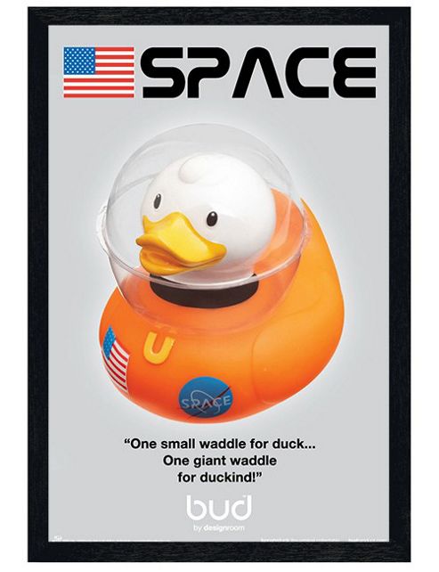 Image of Bud Ducks Black Wooden Framed Space Duck Poster