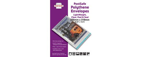 Image of Postsafe Light-weight Polythene Envelope 235x310mm C4 Clear Pack Of 100 P09-100