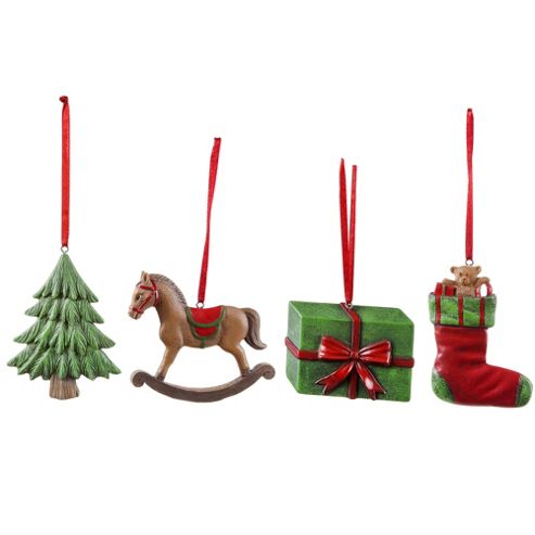Buy Set of Four Traditional Themed Christmas Tree