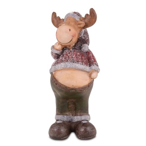 Image of Large Standing Terracotta Christmas Reindeer Ornament