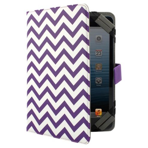 Image of Tesco Universal Tablet Case 7 To 8"(for Kindle Fire/hd, Ipad Mini, Samsung Tab) - Purple Chevron