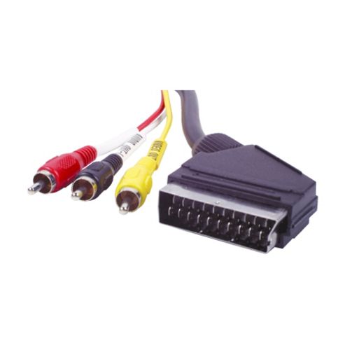 Image of Scart To 3 Rca Phono Plug With In/out Switch Adaptor 3m