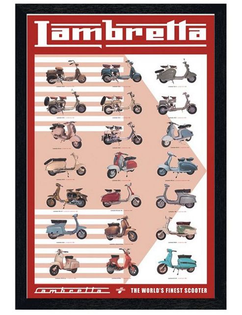 Image of Black Wooden Framed Lambretta Evolution Poster