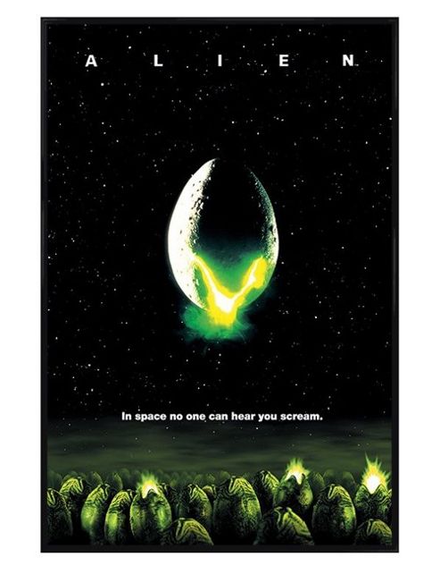 Image of Gloss Black Framed Alien In Space No One Can Hear You Scream Poster
