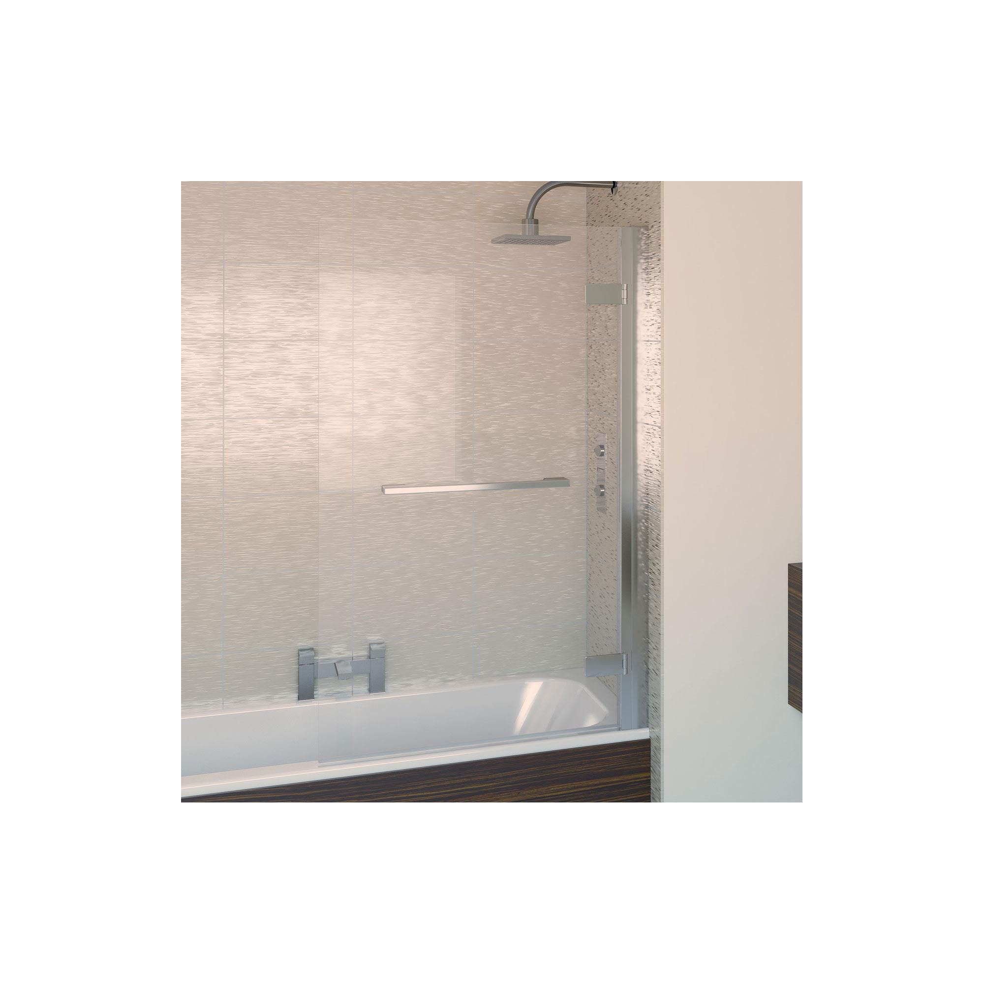 Aqualux AQUA8 Hinge Square Bath Screen, 950mm Wide, Polished Silver Frame, 8mm Glass at Tesco Direct