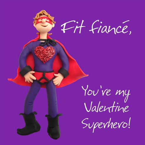 Image of Holy Mackerel Fit Fiancee, Your My Valentine Superhero Greetings Card