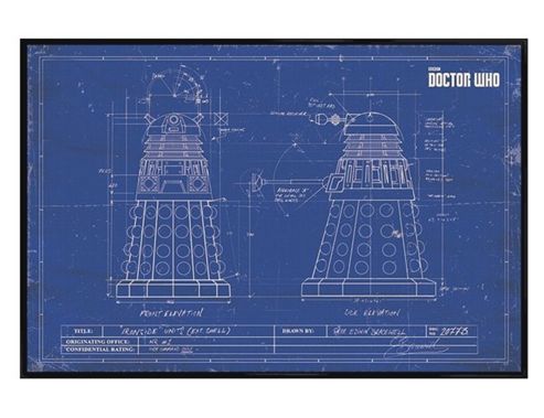 Image of Gloss Black Framed Doctor Who Dalek Blueprint