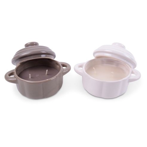 Image of Ceramic Casserole Dish Scented Candles For The Home - Caramel & Vanilla And Sweet Bread Scents
