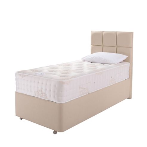 Image of Relyon Single Divan Bed Set, Natural Lambswool With Padded Top, Non-storage