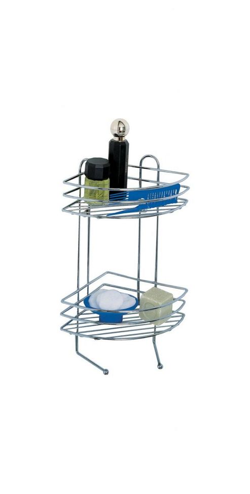 Image of Sanwood Corner Shelf In Chrome With 2 Trays