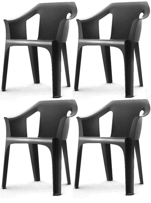 Image of Resol "cool" Garden Outdoor / Indoor Designer Plastic Chair - Grey - X4 Chairs
