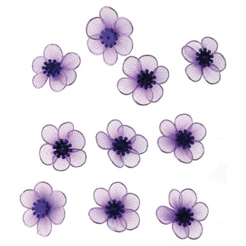 Image of Mesh Flowers Violet 12pcs